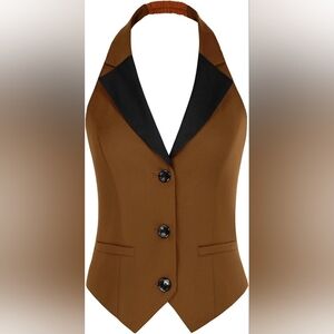 EUC Belle Poque Women's Waistcoat Vest Halter Lapel ButtonDown Suit Vest, L